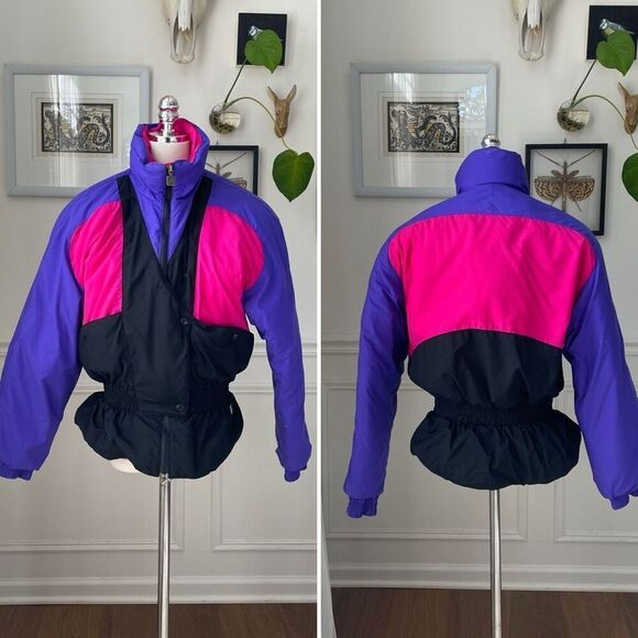Vintage 80s White Stag Bold Colorblock Ski Winter Jacket Coat L - Picture 1 of 16